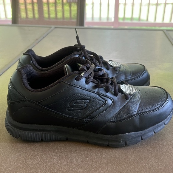 Skechers Shoes - Skechers Black Sneakers with Slip-Resistant Soles Wide Width